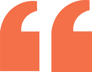 Orange quotation marks on black background